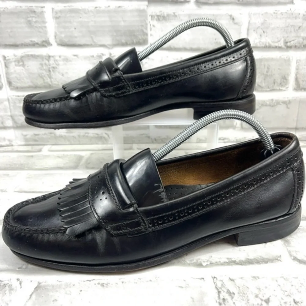 Hanover Hand Sewn Men’s Size 9.5 Black Leather Kiltie Loafers